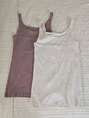 Two-Pack Ribbed Tank Tops - Mauve & Cream